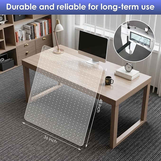 Kuyal Office Chair Mat for Carpet, 2 Pack 36x 48 Clear Heavy Duty Computer - Image 2