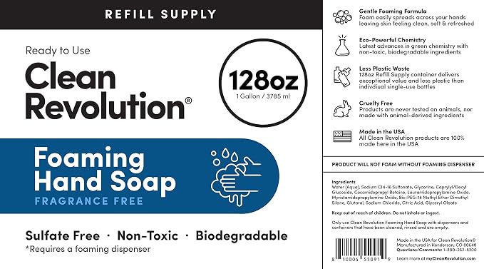 Clean Revolution Foaming Hand Soap Refill Supply, Moisturizing & Eco-Friendly - Image 10