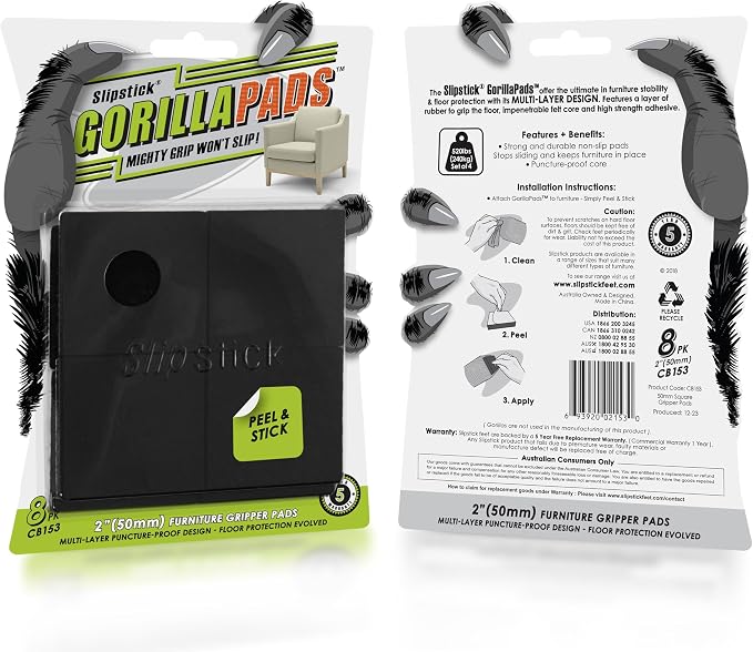Slipstick GorillaPads Non Slip Furniture Pads/Gripper Feet Floor Protectors - Image 4