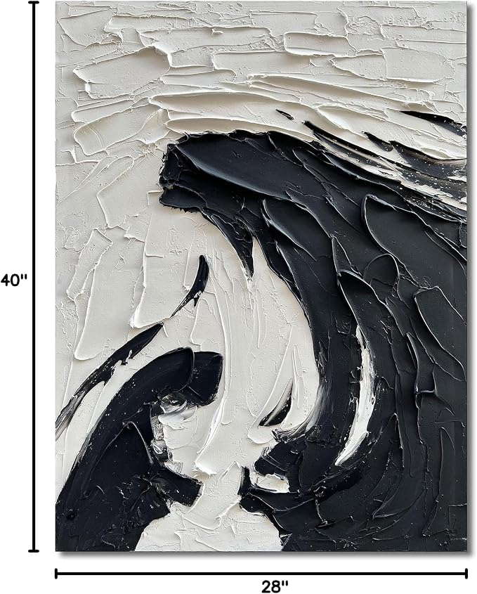 NANKAI 40x28 inch Minimalist Black and White Abstract Painting 100% - Image 8