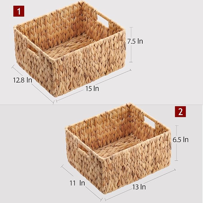 HOONEX Water Hyacinth Storage Baskets, Wicker Baskets - Image 4