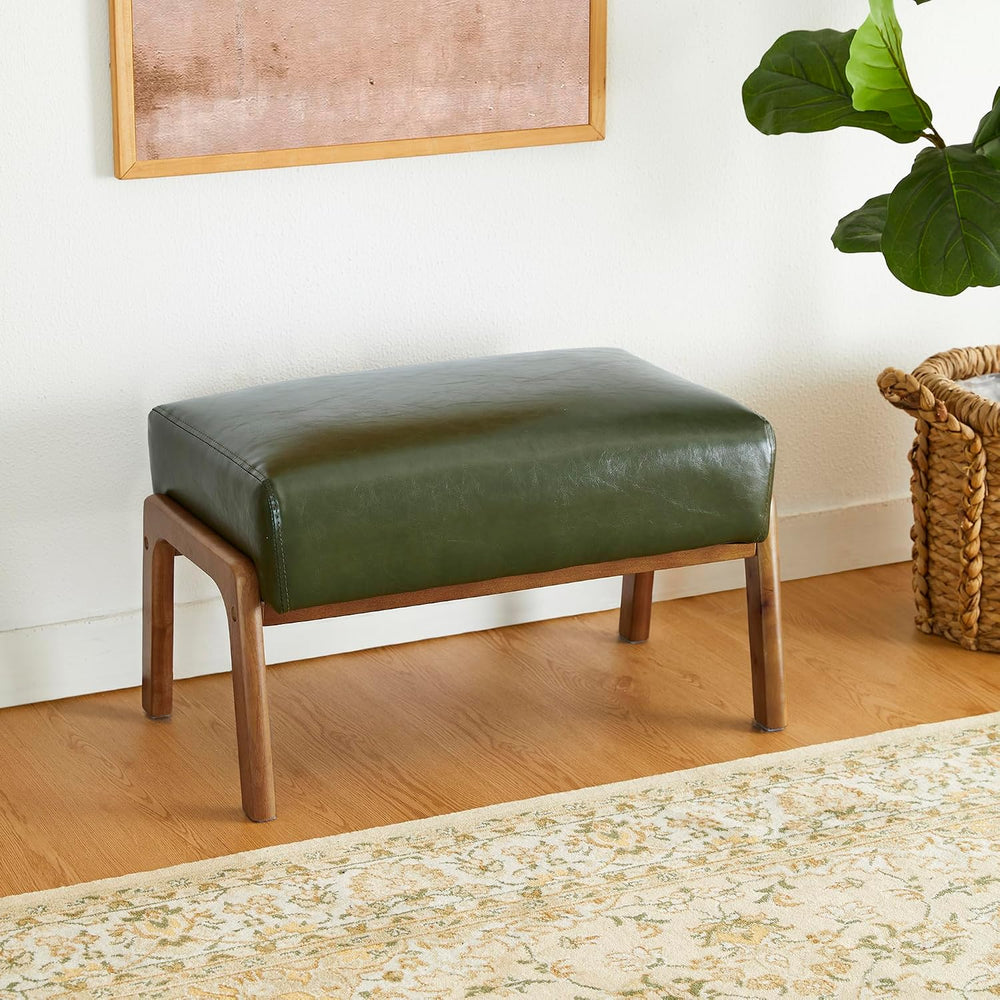 Glitzhome Foot Stool Ottoman, Modern Leatherette Sofa Stool Vanity Chair with...