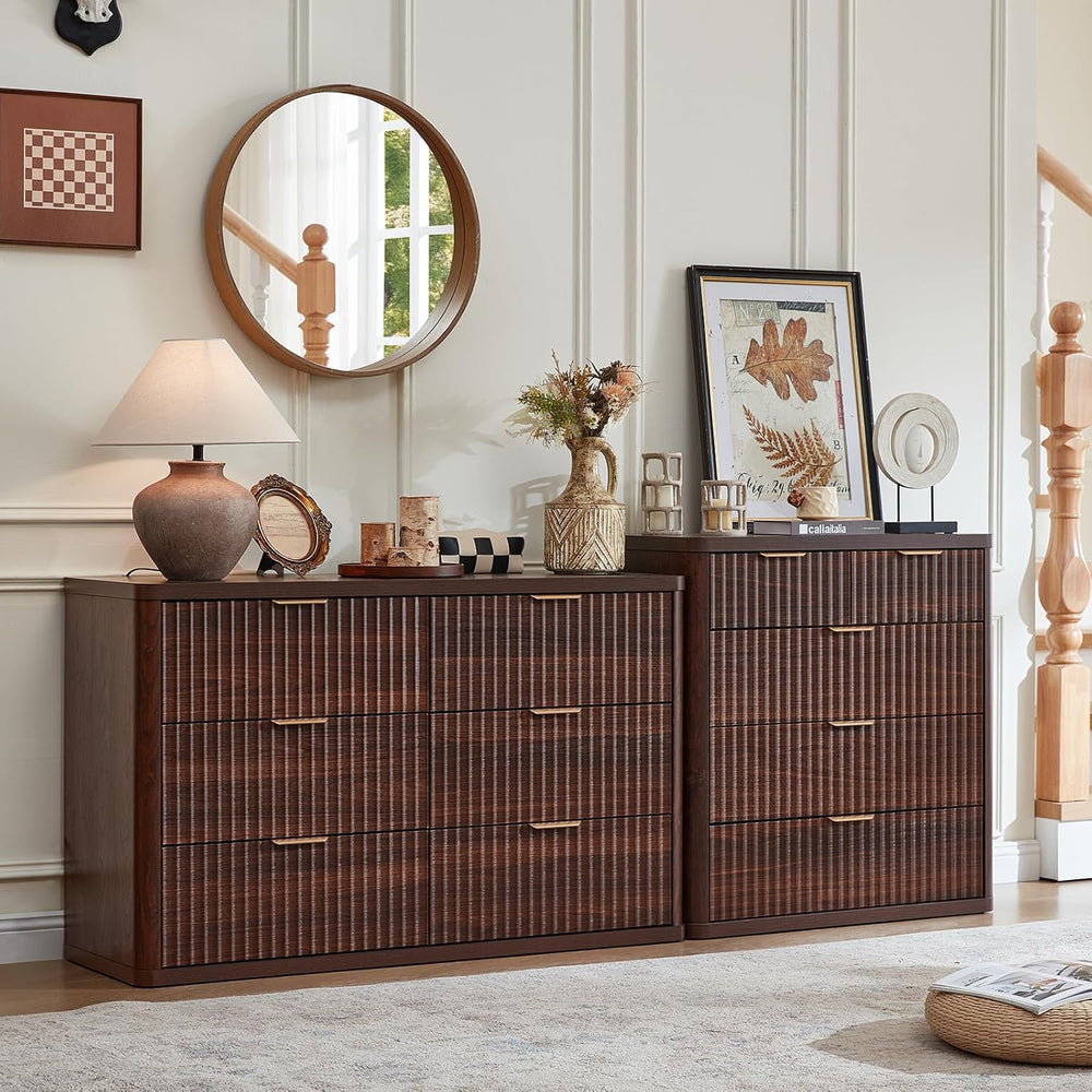 LEYAOYAO Fluted 5 Drawers Dresser for Bedroom Set of 2, 34" Tall Modern ...