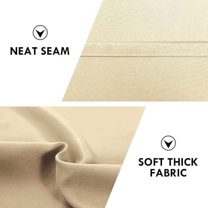 DWCN Beige Blackout Curtains for Bedroom – Rod Pocket Thermal Insulated Energy - Image 6