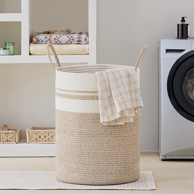 VIPOSCO Large Laundry Hamper, Tall Woven Rope Storage Basket - Image 7