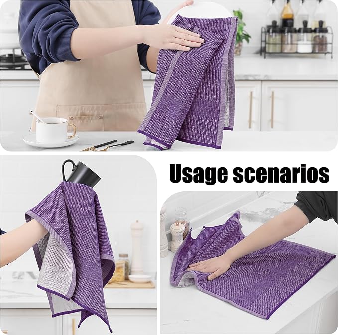 Homaxy Premium Kitchen Towels, Large Cotton Kitchen Hand Towels, Flat and Terry - Image 4
