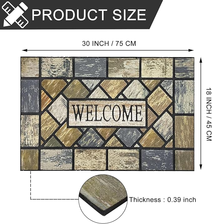 CHICHIC 18 x 30 Inch Square Welcome Door Mat Front Doormat Outdoors - Image 3