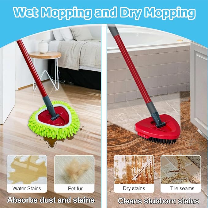 Spin Mop Handle, Mop Replace Heads, Scrubber Head and Base Replacement - Image 6
