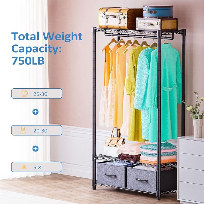 IZEUK Heavy Duty Garment Rack Wire Clothes Rack - Image 2