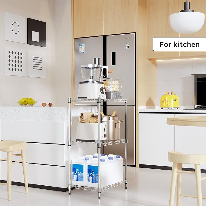3 Tiers Shelf Metal Storage Shelves Wire Rack Closet Organizers - Image 6