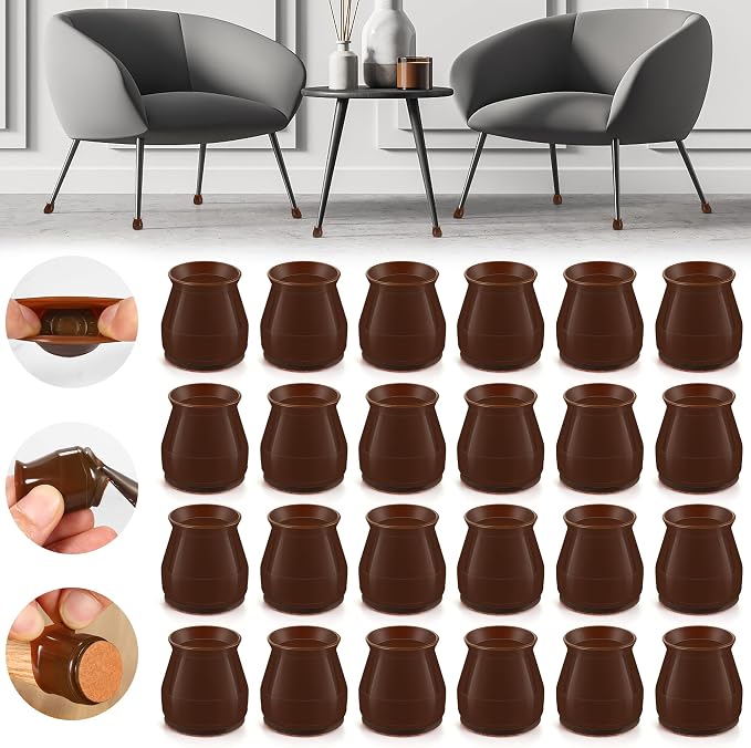 24PCS Upgraded Silicone Chair Leg Floor Protectors by Violibar