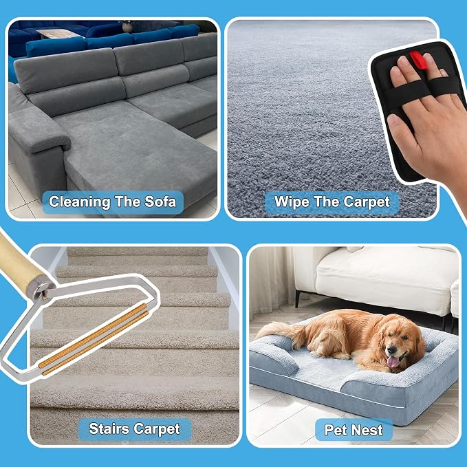 3 in 1 Carpet Rake for Pet Hair Removal, Reusable Pet Hair Remover Broom - Image 4