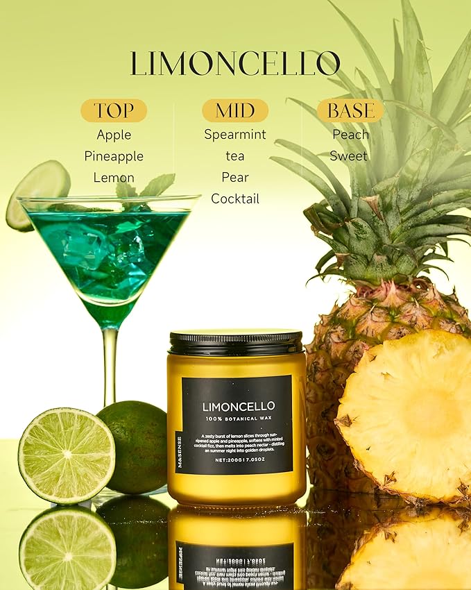 M&SENSE Limocello Summer Scented Candle, 7.05oz 50 Hours Long Lasting Burn Non - Image 2