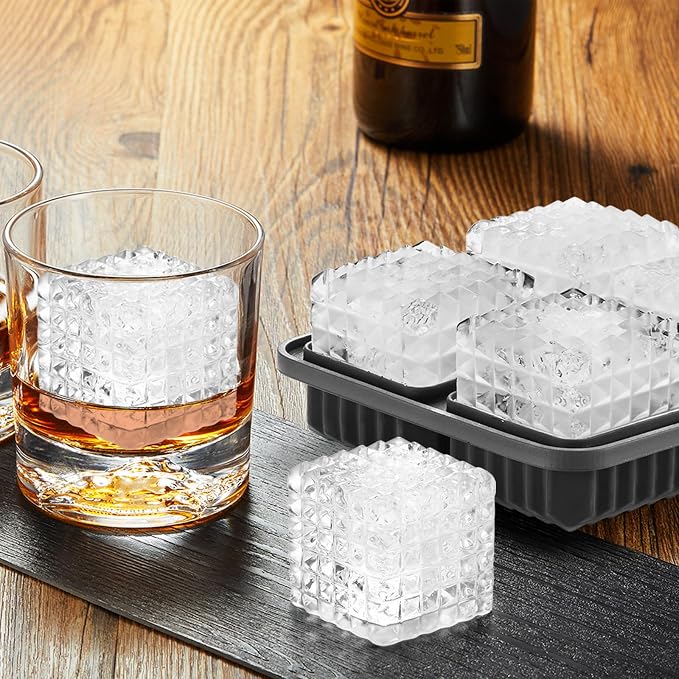 Nax Caki 3D Square Ice Cube Tray, Large Square Silicone Fun Shapes Whiskey Ice - Image 3