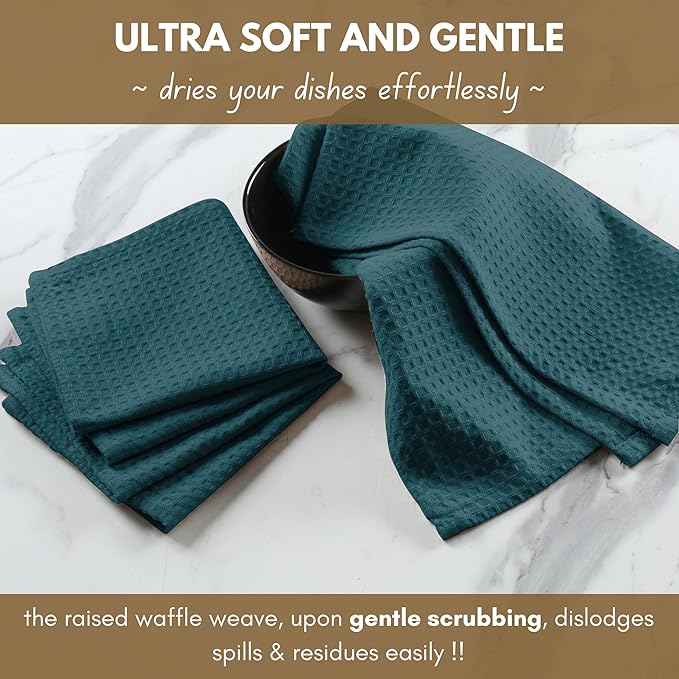 Native Fab Waffle Weave Kitchen Towels, 4 Pack, 16x26 inches, 100% Cotton - Image 2