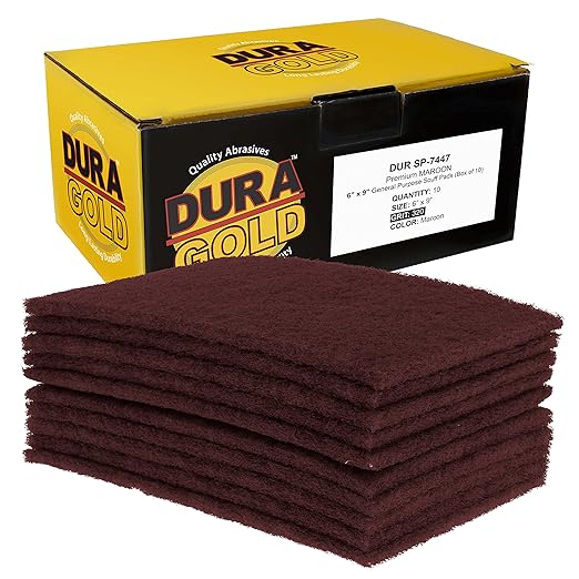 Dura-Gold Premium 6" x 9" Maroon General Purpose Scuff Pads, Box of 10 by Dura-Gold