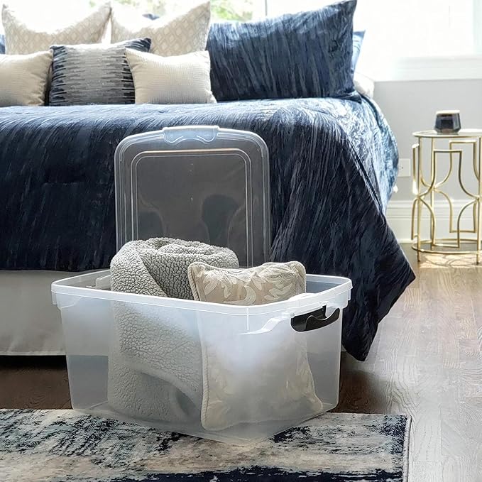 HOMZ 2-Pack Latching Lid, Large Clear Plastic Storage Bins - Image 9