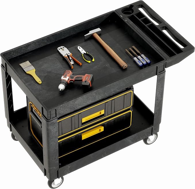 DWVO Utility Service Cart on Wheels, 45 X 25 in 550 LBS Heavy Duty Rolling Cart by DWVO