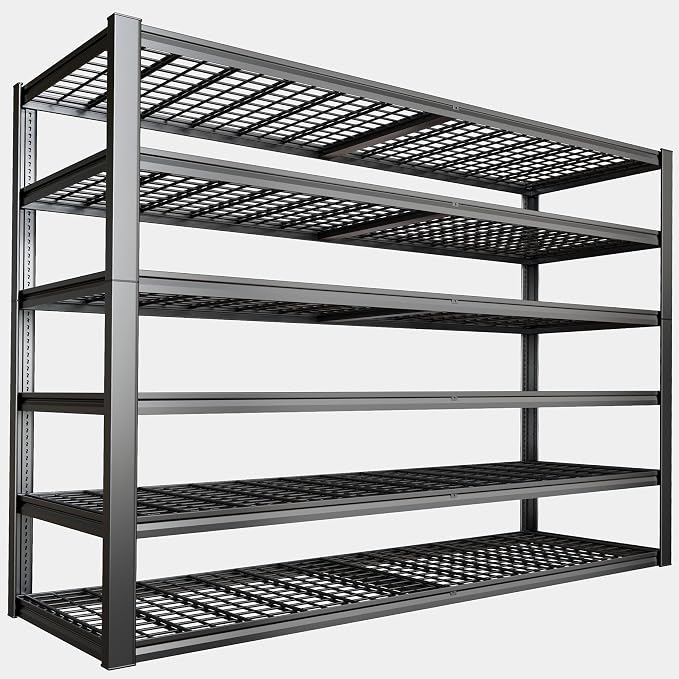65" W Garage Shelving Heavy Duty, 6 Tier Garage Shelves, Adjustable Storage by PMKES