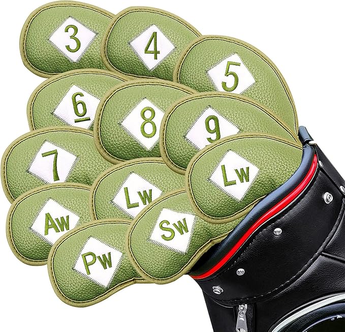 FINGER TEN Premium Synthetic Leather Stylish Iron & Wedge Golf Head Covers by FINGERTENSport