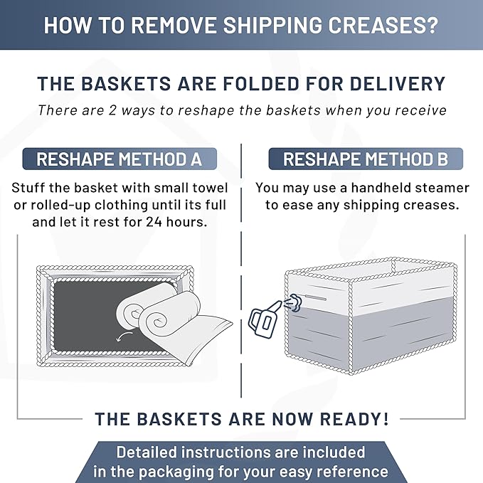NaturalCozy 13.5”x8.5”x5.5” Rectangle Storage Baskets - Image 6