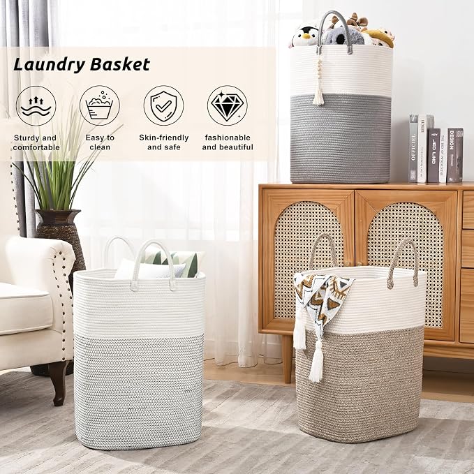 Woven Laundry Basket for Clothes, 100L Large Rectangle Laundry Hampers - Image 6