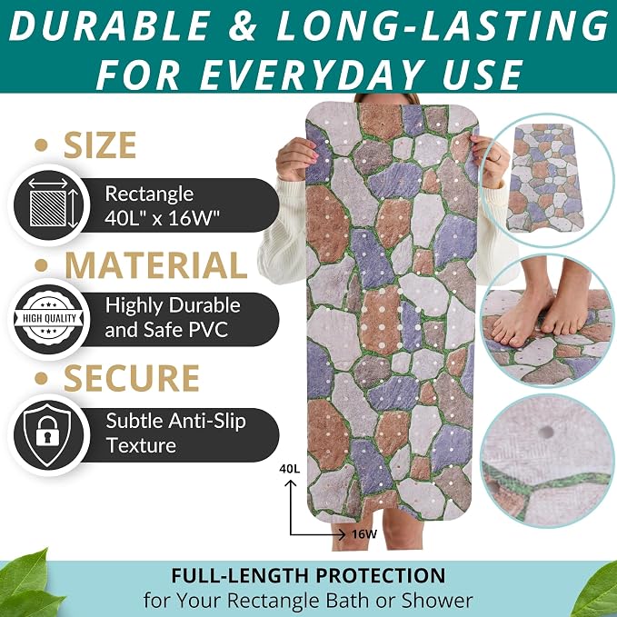ENKOSI Bath Mat – Large 40 x 16 Inch Non-Slip Bathtub Mat - Image 3