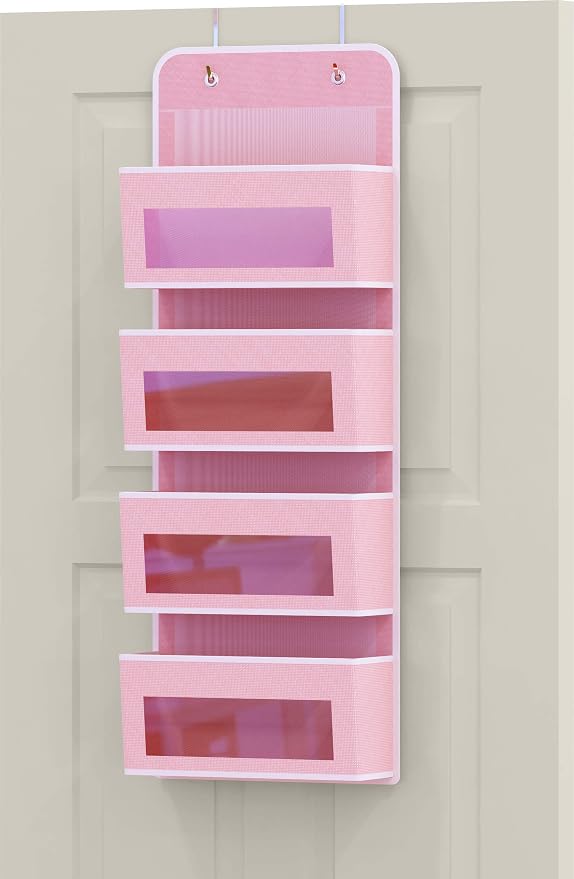 Simple Houseware 4 Clear Window Pocket Over Closet Door Storage Hanging - Image 7