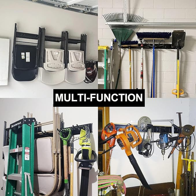 Wallmaster Garage Storage Organization Wall Mount, Garden Tool Rack Organizer