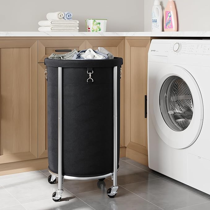 ELYKEN Laundry Hamper with Wheels, 110L Rolling Laundry Basket, Round Laundry - Image 2
