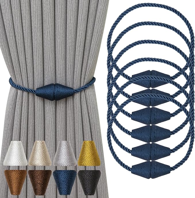 Magnetic Curtain Tiebacks 6 Pack Outdoor Rope Curtain Tie Backs Decorative by CurtainTiebacks