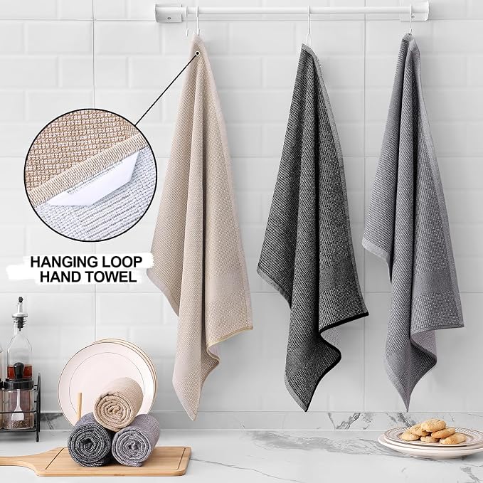 Homaxy Premium Kitchen Towels, Large Cotton Kitchen Hand Towels, Flat and Terry - Image 3