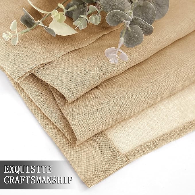 Tollpiz Short Sheer Curtain Living Room Linen Textured Curtains Sheer Light - Image 5