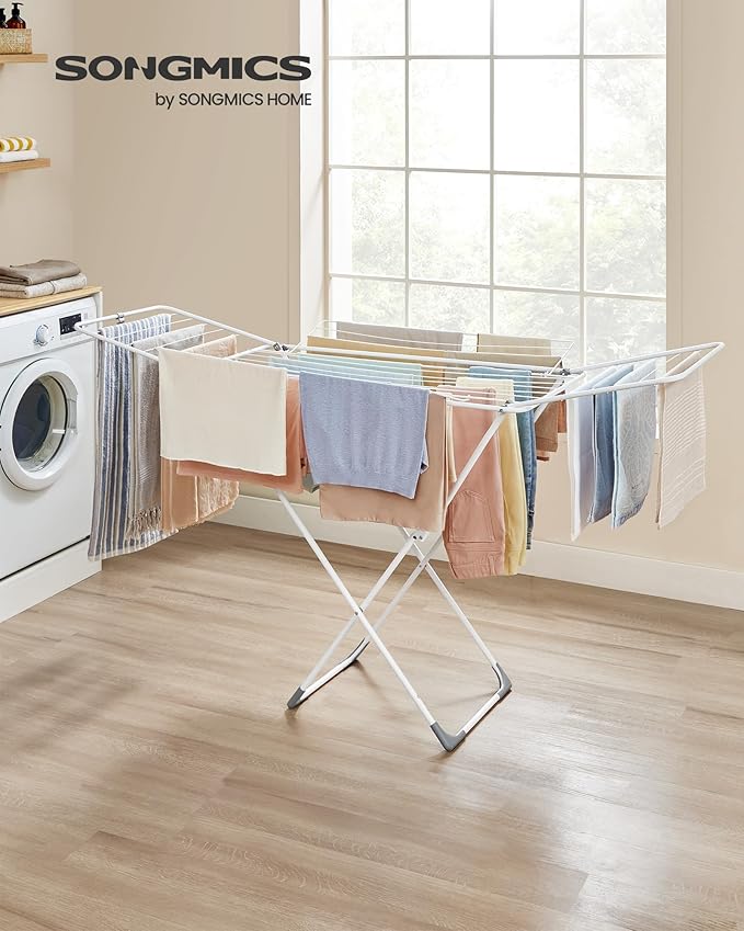 SONGMICS Clothes Drying Rack, Metal Laundry Drying Rack, Space-Saving, - Image 2