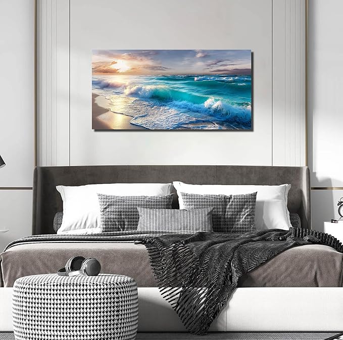 GUGIKA Ocean Wall Art for Living Room, Size 40x20 Inches - Image 5