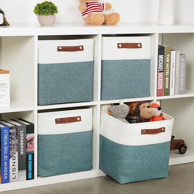 DULLEMELO Set Of 4 Cube Storage Bins, Fabric Storage Basket - Image 3