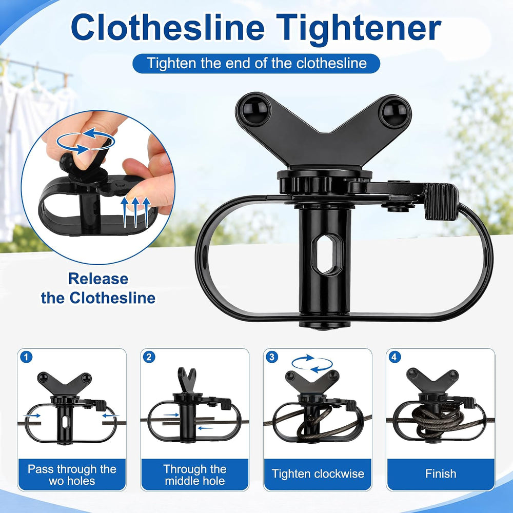 Outdoor Clothesline Kit, Metal Clothes line Pulley Kit for Outside