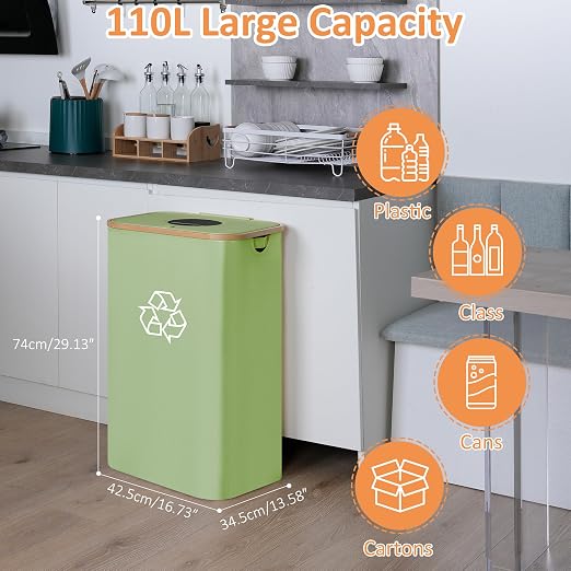 29 Gallons Recycling Bins for Kitchen, Indoor Recycle Bins - Image 3