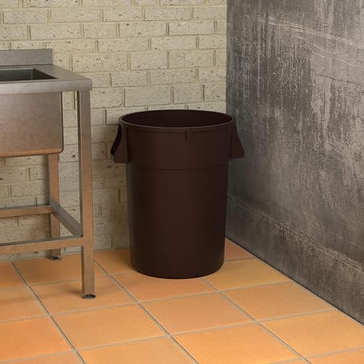 44 Gallon Brown Round Commercial Trash Can - Image 4