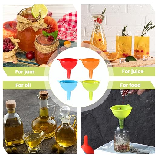 4 Pack Kitchen Silicone Funnel, Kitchen Funnel Set, Canning Silicone Funnels - Image 7