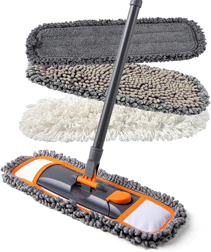 Mops for Floor Cleaning with 3 Different Washable Pads and Extendable 55” Long by CLEANHOME