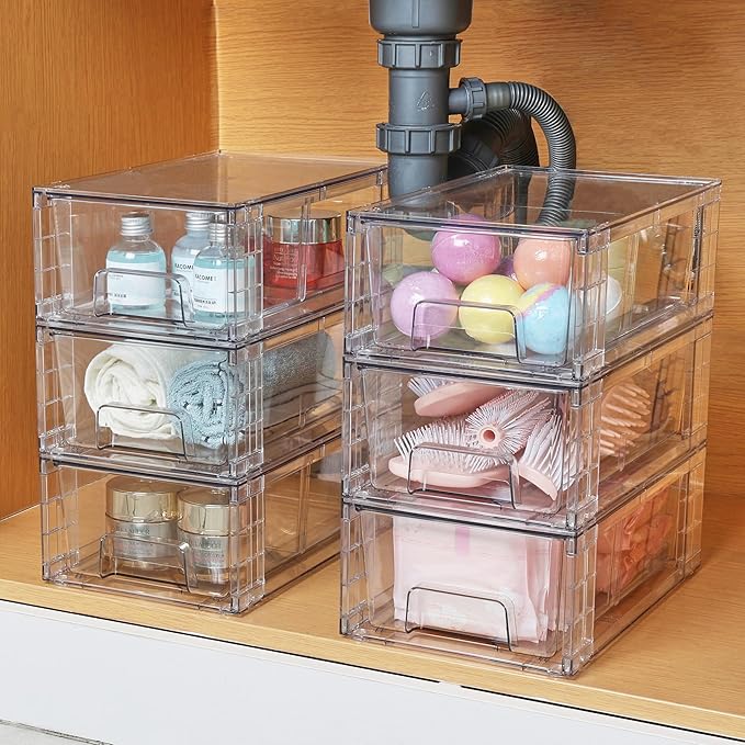 Vtopmart 6 Pack Stackable Storage Drawers, Easily Assemble Containers - Image 2