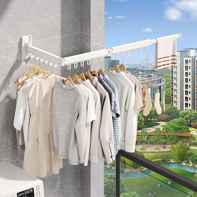 Wall Mounted Clothes Drying Rack, Retractable Laundry Rack - Image 7