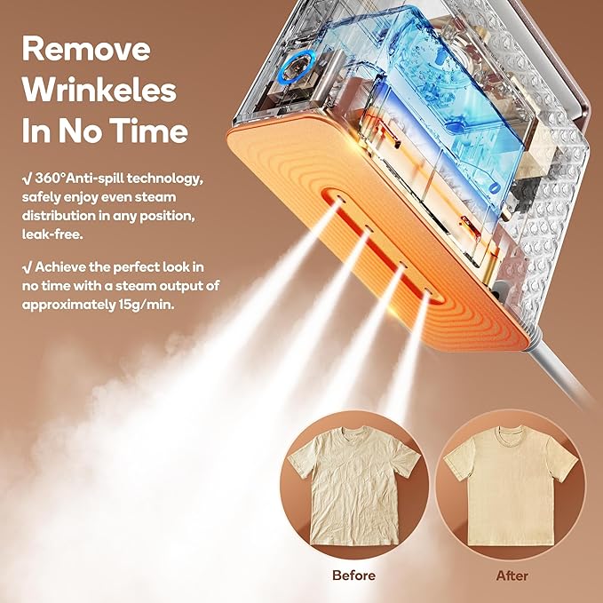 Newbealer Travel Steam Iron for Clothes, Global Voltage 100-240V Handheld - Image 6