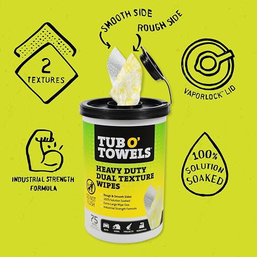 Tub O’ Towels TW75 Heavy-Duty 10" x 12" Size Multi-Surface Cleaning Wipes - Image 2