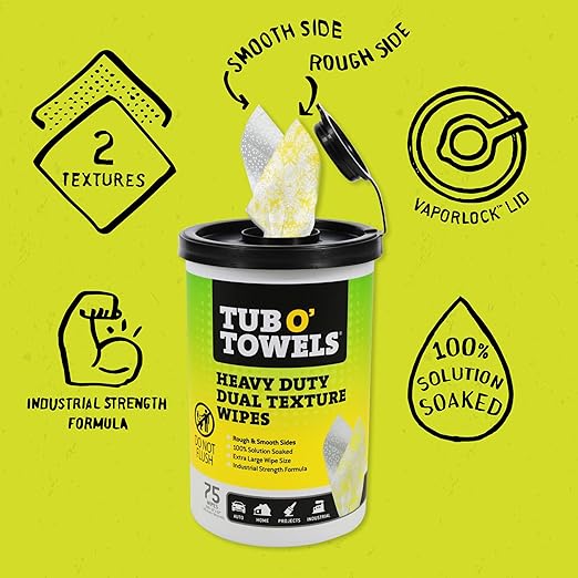 Tub O’ Towels TW75 Heavy-Duty 10" x 12" Size Multi-Surface Cleaning Wipes - Image 2