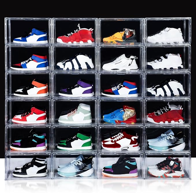 NYZE 12 Pack Acrylic Shoe Boxes Side Open, Shoe Storage Organizer - Image 6