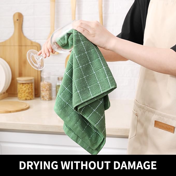 Homaxy 100% Cotton Terry Kitchen Towels, Checkered Designed, Soft and Super - Image 4
