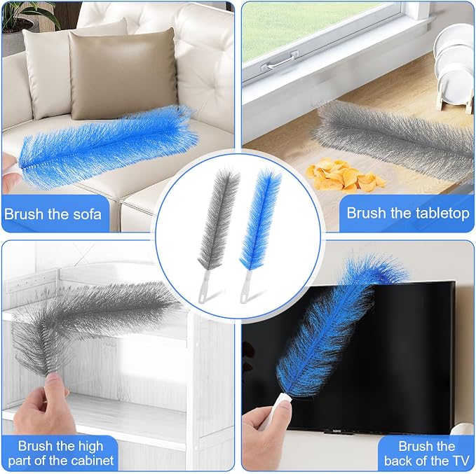 2 Pcs Cobweb Duster, Fan Cleaner Brushes Bendable Fans Cleaning Brush Set - Image 7