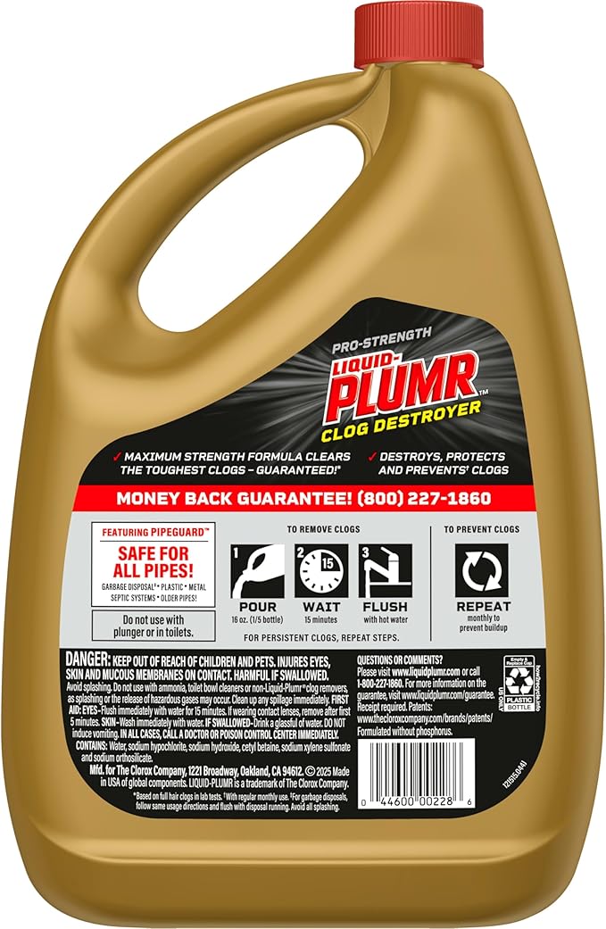 Liquid-Plumr Pro-Strength Clog Destroyer, Liquid Drain Cleaner, 80 Fluid Ounces - Image 13